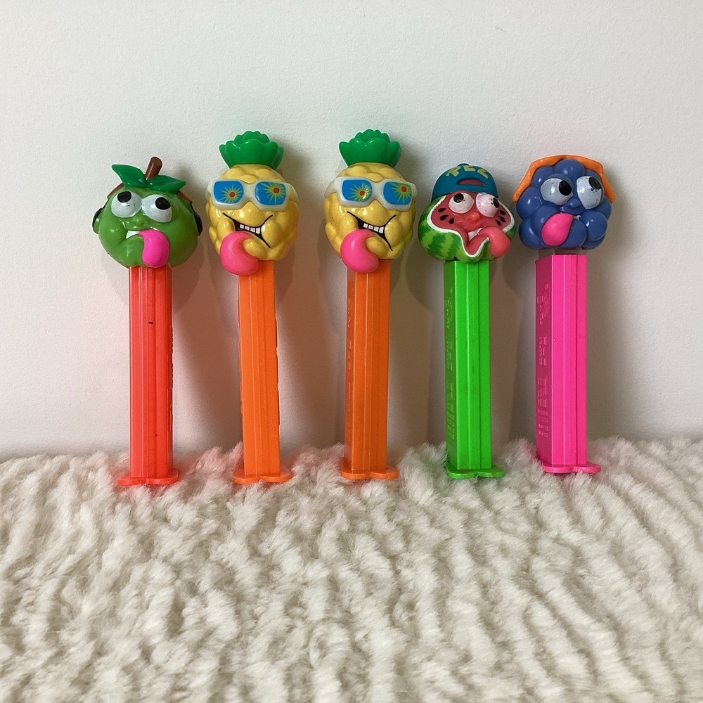 Pez Sour Fruit Dispensers Set Of 5 Collectibles Apple Pineapple Watermelon Berry